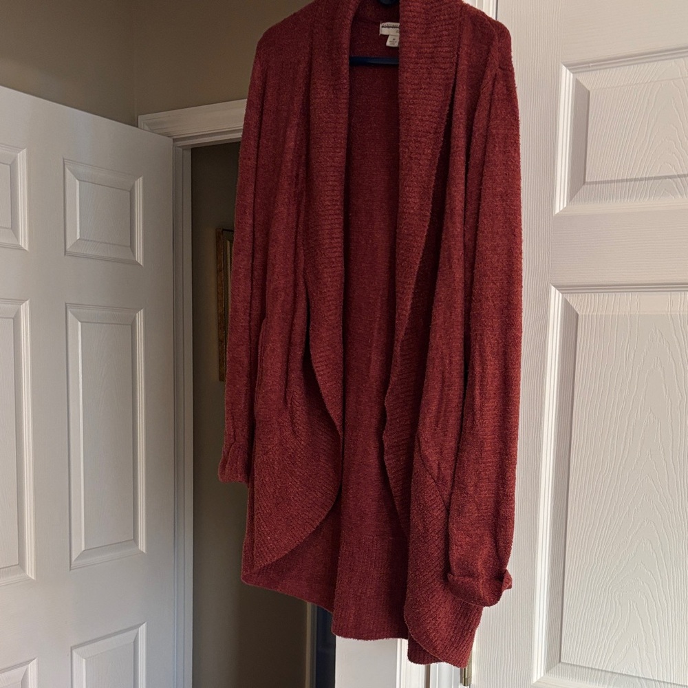 Cozy Rust Open-Front Sweater